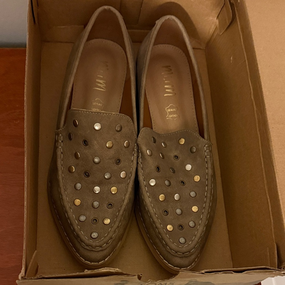 Mi.iM Taupe Studded Loafers